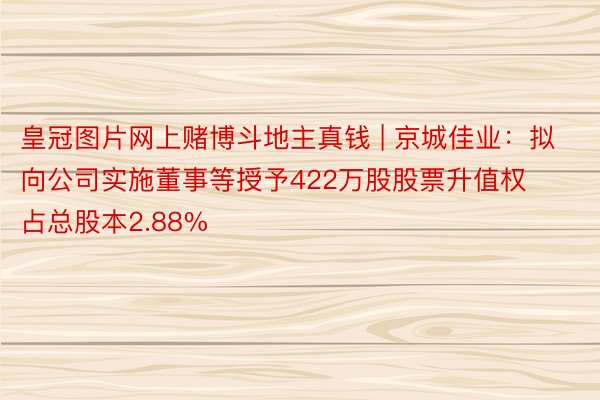 皇冠图片网上赌博斗地主真钱 | 京城佳业：拟向公司实施董事等授予422万股股票升值权 占总股本2.88%