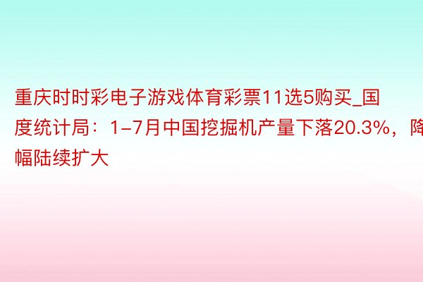 重庆时时彩电子游戏体育彩票11选5购买_国度统计局：1-7月中国挖掘机产量下落20.3%，降幅陆续扩大