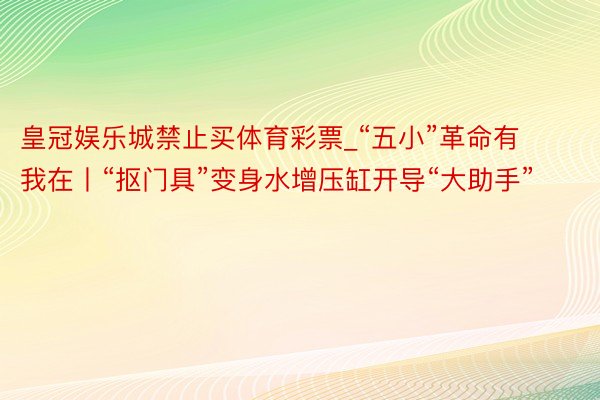 皇冠娱乐城禁止买体育彩票_“五小”革命有我在丨“抠门具”变身水增压缸开导“大助手”